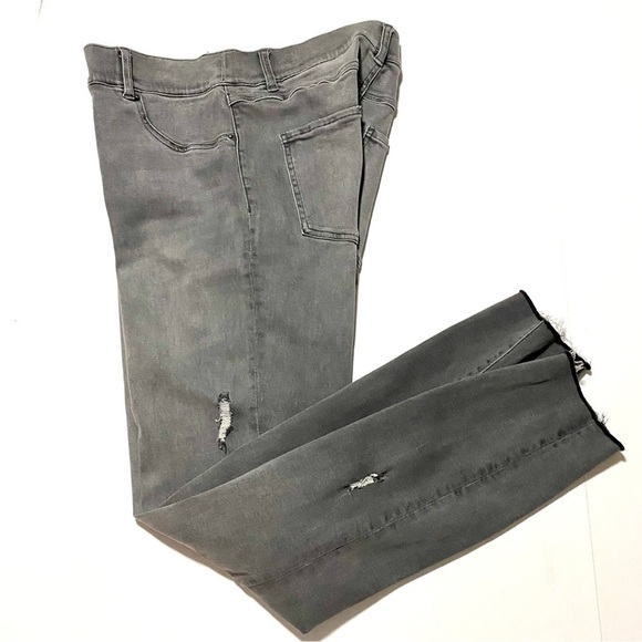 SPANX Gray Distressed Ankle Skinny Jeans Leggings Jeggings Large Stretch Denim - Picture 3 of 13